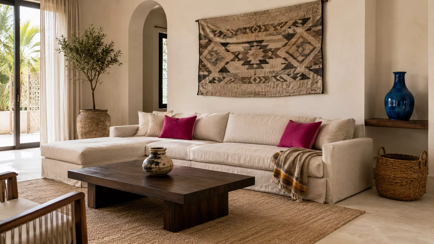 A 70/20/10 base living room that blends Mexican and South African styles A 70/20/10 base living room that blends Mexican and South African styles