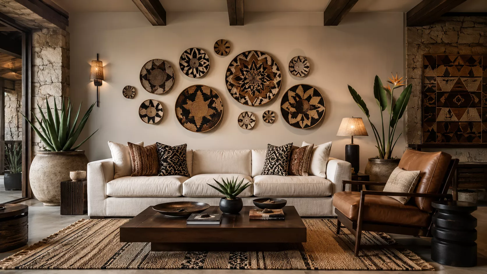 Contemporary South African decor in a luxurious Safari Lodge style Contemporary South African decor in a luxurious Safari Lodge style