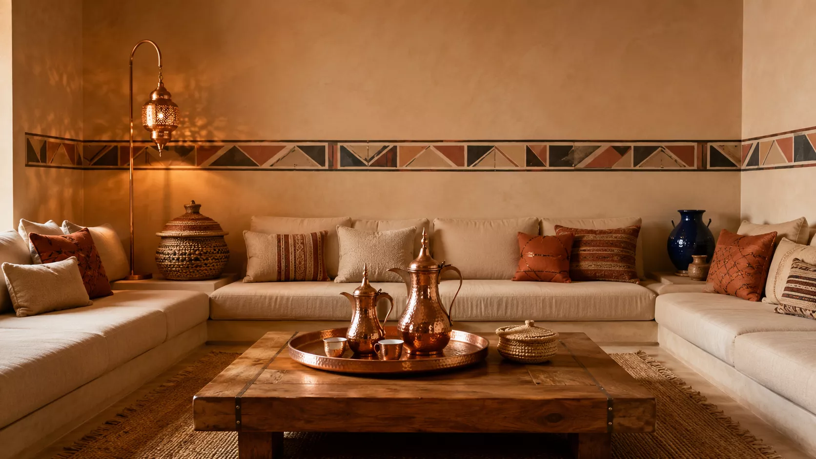 A luxurious Arabic-style majlis design with Mexican and South African touches A luxurious Arabic-style majlis design with Mexican and South African touches