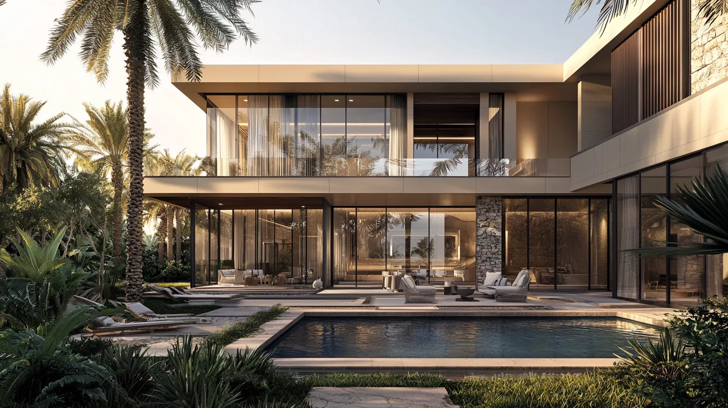 تصميم واقعي بدقة 8K لفيلا النخيل في الرياض (2024) من تنفيذ SMD Group، تم تحويل منزل تقليدي إلى فيلا حديثة فاخرة باستخدام حلول ذكاء اصطناعي في الإضاءة والتهوية. يجمع التصميم بين الحجر الطبيعي والخشب والزجاج بأسلوب سعودي تركي أنيق، ما رفع قيمة العقار بنسبة 32٪ خلال 6 أشهر.