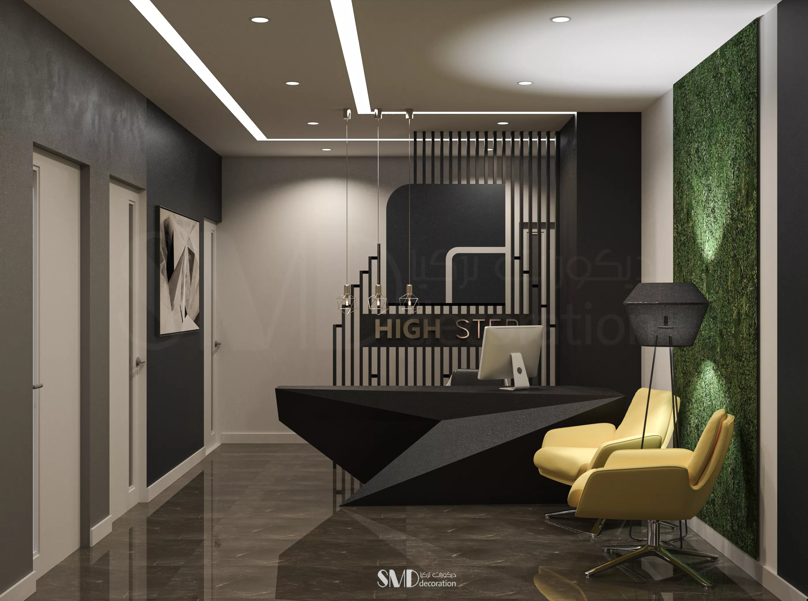 تصميم وتنفيذ ديكور مكتب شركة عقارية للمبيعات والاستثمار